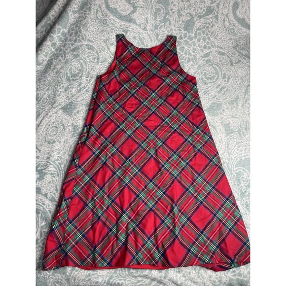 Vineyard Vines Jolly Plaid Dress Sz‎ 4 Red Wool Heritage Print Fall Winter - Picture 4 of 6